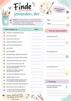 Vorschau - Arbeitsblätter - Kunst AB Kennenlern-Aktivität "Finde jemanden, der" Gemeinsamkeiten - Deckblatt