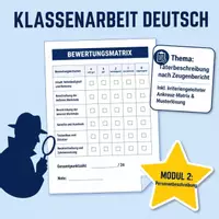 Vorschau - Klassenarbeiten - Klassenarbeit Deutsch 2: Personenbeschreibung / Täterbeschreibung (Klasse 6/7) - Deckblatt