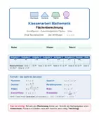 Vorschau - Klassenarbeiten - Probe-Klassenarbeit Flächenberechnung - Deckblatt