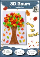 Vorschau - Mal- und Bastelvorlagen - Kunst im Herbst: Bunter 3D Baum aus Papier | Basteln Grundschule, Klasse 1, Klasse 2, Klasse 3, Klasse 4 - Deckblatt