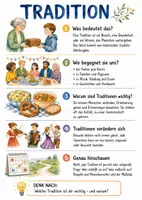 Vorschau - Arbeitsblätter - Lernposter + Arbeitsblätter zum Thema "Tradition" + Lösung & MP3 + Mindmap + Infografik - Deckblatt