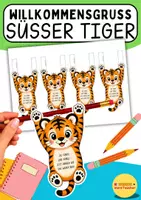 Vorschau - Anderer Materialtyp - 🐯 Tiger-Willkommensgruß für den Schulstart | Willkommensgeschenk | Bleistift-Topper | Grundschule | Nach den Ferien - Deckblatt