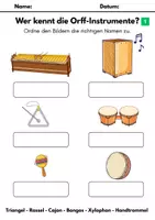 Vorschau - Arbeitsblätter - Orff-Instrumente: Arbeitsblätter, Bildkarten & Musikspiele - Seite 1
