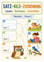 Vorschau - Arbeitsblätter - Leseverständnis - Bild- Satz- Zuordnung Klasse 2 mit Lösungen - Deckblatt