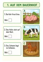 Vorschau - Arbeitsblätter - Leseverständnis - Bild- Satz- Zuordnung Klasse 2 mit Lösungen - Seite 1