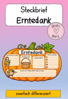 Vorschau - Arbeitsblätter - Erntedank Steckbrief – Dankbarkeit reflektieren | Religion Grundschule Klasse 3/4 - Deckblatt