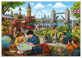 Vorschau - Arbeitsblätter - Großbritannien Wimmelbild-Lernheft DaZ/DaF mit Lösungen - Seite 1