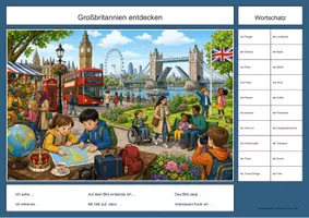 Vorschau - Arbeitsblätter - Großbritannien Wimmelbild-Lernheft DaZ/DaF mit Lösungen - Seite 2