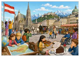 Vorschau - Arbeitsblätter - Österreich Wimmelbild-Lernheft DaZ/DaF mit Lösungen - Seite 1