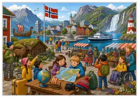 Vorschau - Arbeitsblätter - Norwegen Wimmelbild-Lernheft DaZ/DaF mit Lösungen - Seite 1