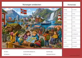 Vorschau - Arbeitsblätter - Norwegen Wimmelbild-Lernheft DaZ/DaF mit Lösungen - Seite 2