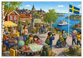 Vorschau - Arbeitsblätter - Schweden Wimmelbild-Lernheft DaZ/DaF mit Lösungen - Seite 1