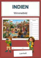 Vorschau - Arbeitsblätter - Indien Wimmelbild-Lernheft DaZ/DaF mit Lösungen - Deckblatt
