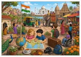 Vorschau - Arbeitsblätter - Indien Wimmelbild-Lernheft DaZ/DaF mit Lösungen - Seite 1