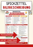 Vorschau - Merkblätter - Deutsch Spickzettel Bildbeschreibung – kompakte Übersicht Merkblatt - Deckblatt