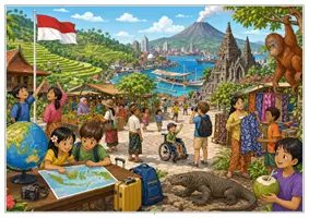 Vorschau - Arbeitsblätter - Indonesien Wimmelbild-Lernheft DaZ/DaF mit Lösungen - Seite 1
