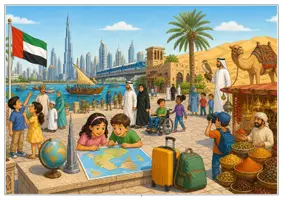 Vorschau - Arbeitsblätter - Vereinigte Arabische Emirate Wimmelbild-Lernheft DaZ/DaF mit Lösungen - Seite 1