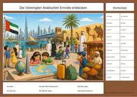 Vorschau - Arbeitsblätter - Vereinigte Arabische Emirate Wimmelbild-Lernheft DaZ/DaF mit Lösungen - Seite 2