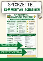 Vorschau - Merkblätter - Kommentar schreiben – Spickzettel Deutsch Merkblatt Lernhilfe - Deckblatt