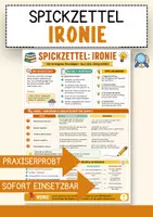 Vorschau - Merkblätter - Ironie einfach erklärt – Deutsch Spickzettel Lernzettel - Deckblatt