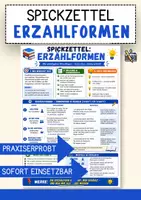 Vorschau - Merkblätter - Kompakte Übersicht Erzählformen – Spickzettel Deutsch - Deckblatt