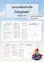 Vorschau - Fördermaterial/Inklusion - Lernzielkontrolle Satzglieder, Deutsch, Klasse 3/4 - Deckblatt