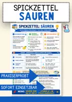 Vorschau - Merkblätter - Kompakte Übersicht Säuren – Spickzettel Chemie - Deckblatt