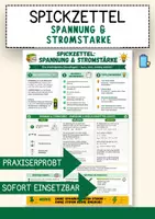Vorschau - Merkblätter - Spannung & Stromstärke einfach erklärt – Physik Spickzettel Lernzettel - Deckblatt