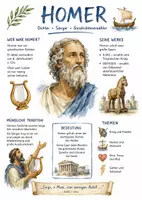Vorschau - Arbeitsblätter - Lernposter + Arbeitsblätter zum Thema "Homer" + Lösung & MP3 + Mindmap + Infografik - Deckblatt