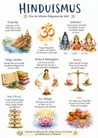 Vorschau - Arbeitsblätter - Lernposter + Arbeitsblatt "Hinduismus" + Onlineübung & MP3 + Infografik - Deckblatt