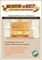 Vorschau - Unterrichtsreihen - Wie entsteht ein Gesetz? Gesetzgebung, Bundesrat, Lobbyismus und Planspiel - vierfach differenziert inkl. eigener Förderversion / DaZ-Version - Deckblatt