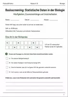 Vorschau - Arbeitsblätter - Statistische Daten Biologie Basisscreening Klasse 9–10 - Deckblatt