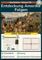 Vorschau - Stundenentwürfe - Folgen der Entdeckung Amerikas und der europäischen Kolonialisierung | Stationenarbeit - Deckblatt