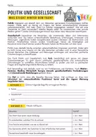 Vorschau - Arbeitsblätter - 1. Stunde Politik und Gesellschaft (PuG) - Deckblatt