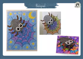 Vorschau - Mal- und Bastelvorlagen - 3D Spinne im Netz | Bastelvorlage, Ausmalbild & Hexentreppe | Halloween Basteln Kunst Grundschule, Klasse 1, Klasse 2, Klasse 3, Klasse 4 - Seite 2