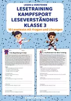 Vorschau - Stundenentwürfe - Lesetraining Kampfsport | Leseverständnis Klasse 3 - Deckblatt