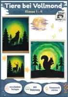Vorschau - Mal- und Bastelvorlagen - Kunst Halloween Grundschule, Tiere bei Vollmond malen und basteln | Vorlagen & Silhouetten | Klasse 1, Klasse 2, Klasse 3, Klasse 4 - Deckblatt