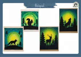 Vorschau - Mal- und Bastelvorlagen - Kunst Halloween Grundschule, Tiere bei Vollmond malen und basteln | Vorlagen & Silhouetten | Klasse 1, Klasse 2, Klasse 3, Klasse 4 - Seite 2