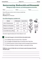 Vorschau - Arbeitsblätter - Biodiversität und Klimawandel Basisscreening Klasse 9–10 - Deckblatt