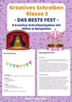 Vorschau - Stundenentwürfe - Kreatives Schreiben Klasse 3 – Das beste Fest aller Zeiten | Schreibaufgaben mit Hilfen & Beispielen - Deckblatt