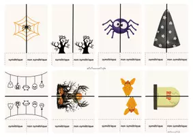 Aperçu - Feuilles d'exercices - 24 cartes à pinces symétrie halloween - Page 2