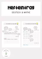 Vorschau - Merkblätter - Hefteintrag - Deutsch & Mathe - Deckblatt