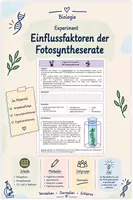 Vorschau - Arbeitsblätter - Experiment: Einflussfaktoren der Fotosyntheserate - Deckblatt