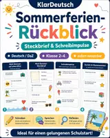Vorschau - Arbeitsblätter - Sommerferien-Rückblick. Steckbrief & Schreibimpulse - Deckblatt