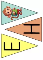 Vorschau - Bildkarten - Wimpelkette „Herzlich Willkommen“ – Affenklasse 🐵 | Klassendeko in 3 Formen & 2 Größen - Seite 2