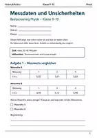 Vorschau - Arbeitsblätter - Messdaten & Unsicherheiten Basisscreening Klasse 9–10 - Deckblatt
