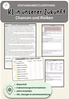 Vorschau - Unterrichtsreihen - Künstliche Intelligenz: Chancen & Risiken – Stationsarbeit KI | Klasse 8–10 - Deckblatt
