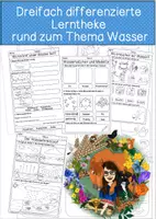 Vorschau - Arbeitsblätter - Wasser - Dreifach differenzierte Lerntheke mit Lösung - Deckblatt