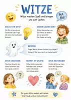 Vorschau - Arbeitsblätter - Lernplakat + Arbeitsblätter zum Thema "Witz" + Lösung & MP3 + Infografik - Deckblatt