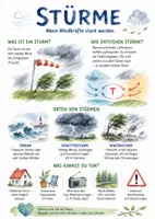 Vorschau - Arbeitsblätter - Lernposter + Arbeitsblätter zum Thema "Sturm" + Lösung & MP3 + Infografik - Deckblatt